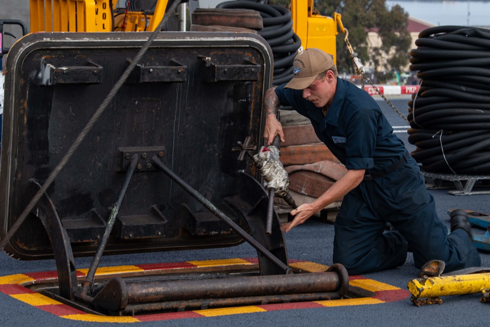 USS Theodore Roosevelt Prepares to Depart San Diego Bay