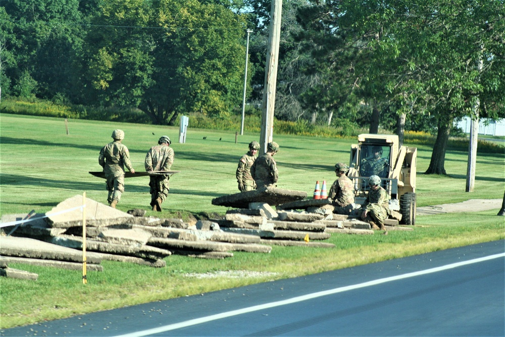 Army Reserve engineer unit training in CSTX 86-23-02 helps complete sidewalk project at Fort McCoy