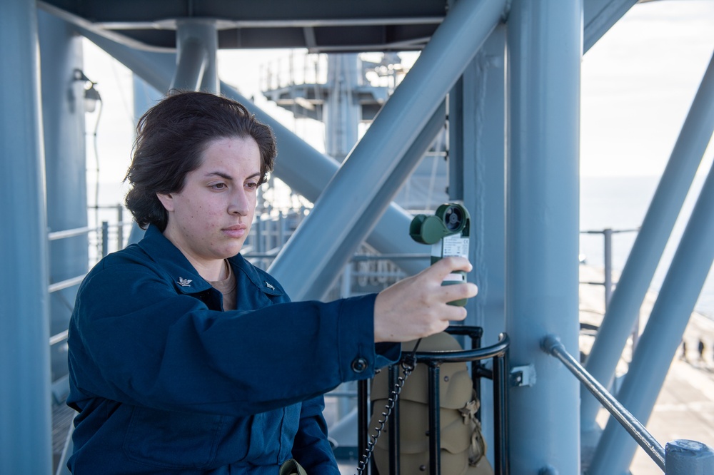 Aerographer’s Mate At Work Onboard USS Boxer (LHD 4)