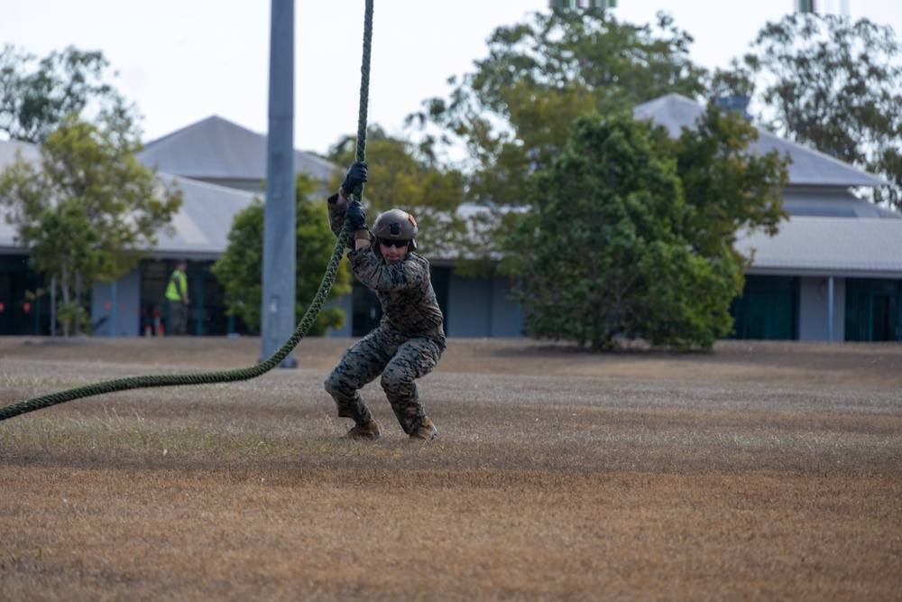 Marines, Australian Army fast rope from Hueys