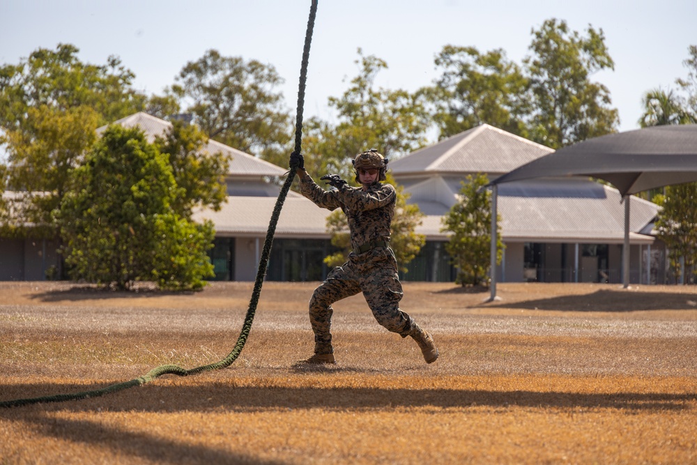 Marines, Australian Army fast rope from Hueys