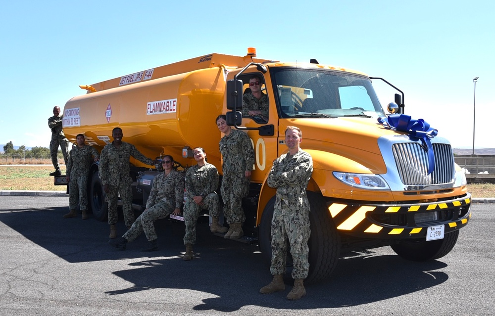 NAVSUP, NAVFAC put into service new aircraft refueler trucks at Naval Air Station Sigonella