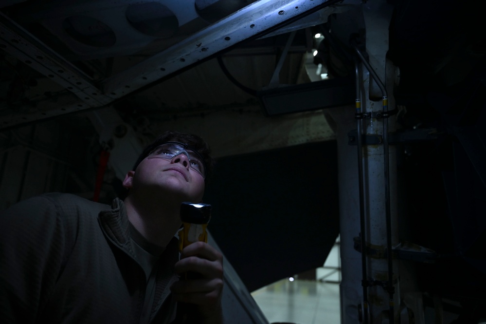 RAF Mildenhall Airmen make repairs on KC-135 Stratotanker aircraft during an isochronal inspection