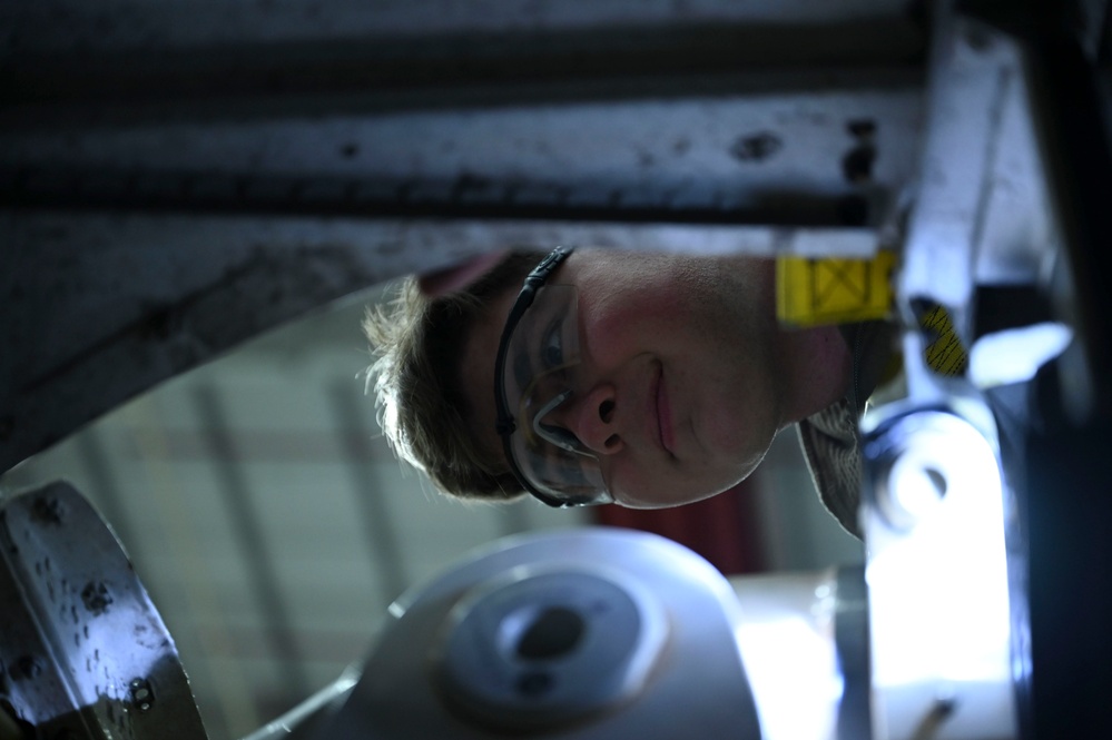 RAF Mildenhall Airmen make repairs on KC-135 Stratotanker aircraft during an isochronal inspection