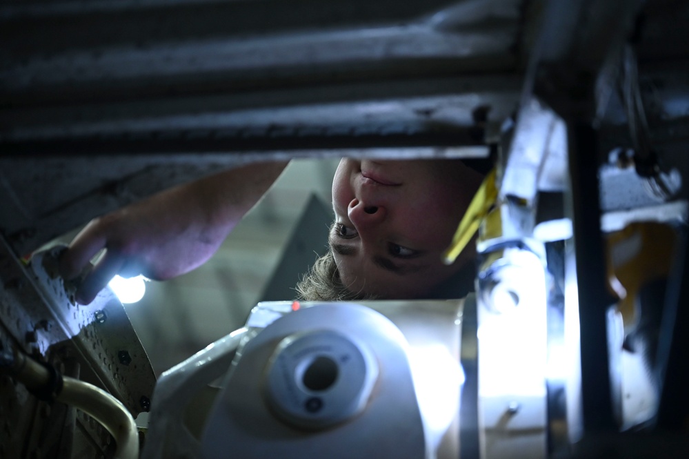 RAF Mildenhall Airmen make repairs on KC-135 Stratotanker aircraft during an isochronal inspection