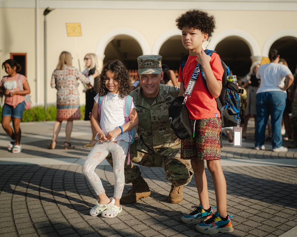 Sky Soldiers Take Their Children To Their First Day of School