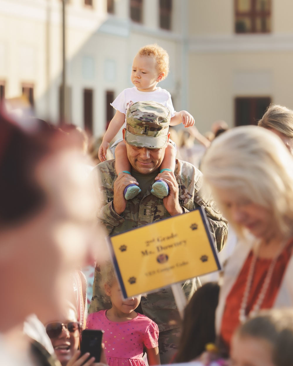 U.S Army Soldiers Take Their Children To Their First Day Of School