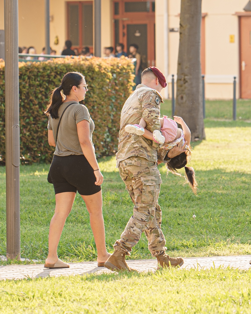 U.S Army Soldiers Take Their Children To Their First Day Of School