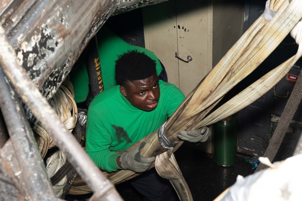 Abraham Lincoln conducts general quarters