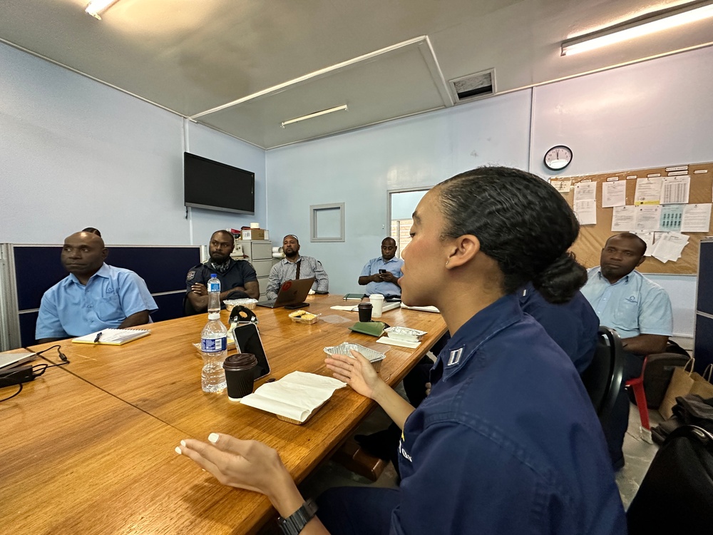 USCGC Myrtle Hazard (WPC 1143) hosts operational planning and subject matter exchange with partners in Port Moresby, Papua New Guinea