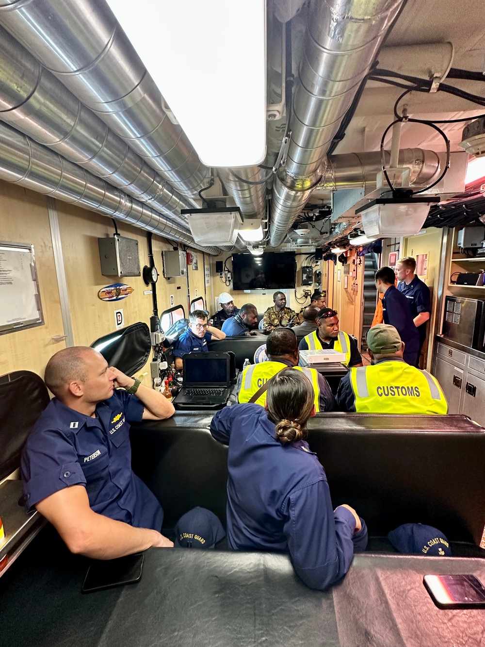 USCGC Myrtle Hazard (WPC 1139) hosts operational planning and subject matter exchange with partners in Port Moresby, Papua New Guinea