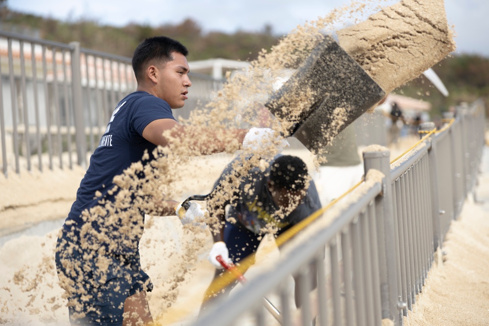 US Marines aid Kin Sunrise Beach with cleanup in wake of Typhoon Khanun