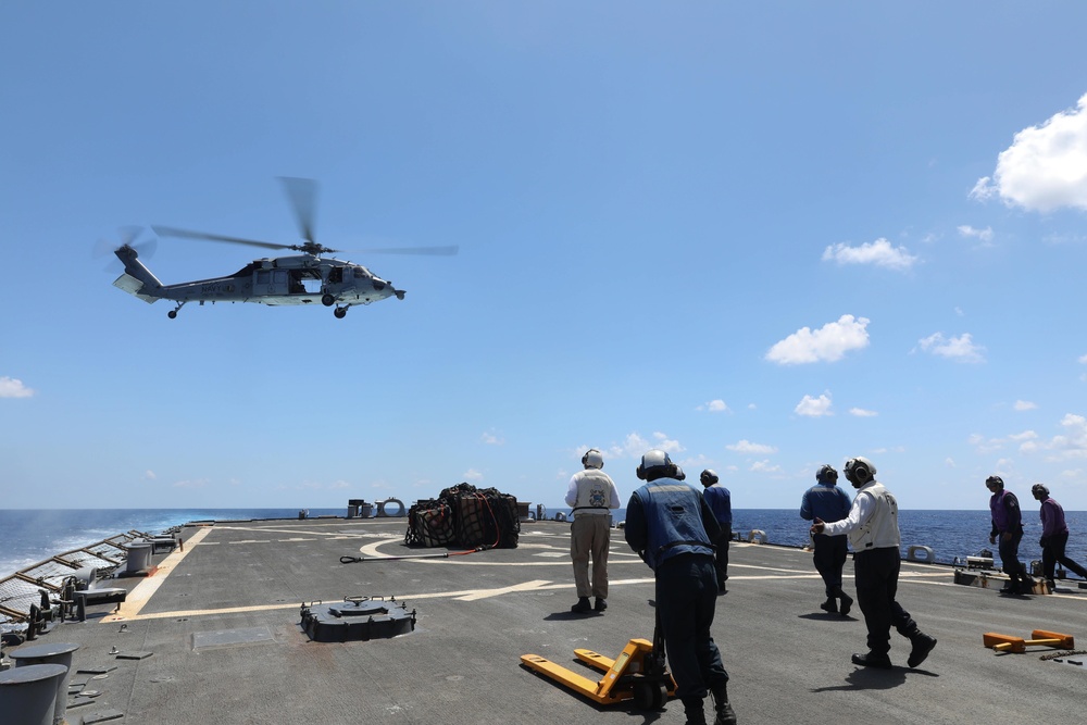 Vertical Replenishment Onboard USS Ramage