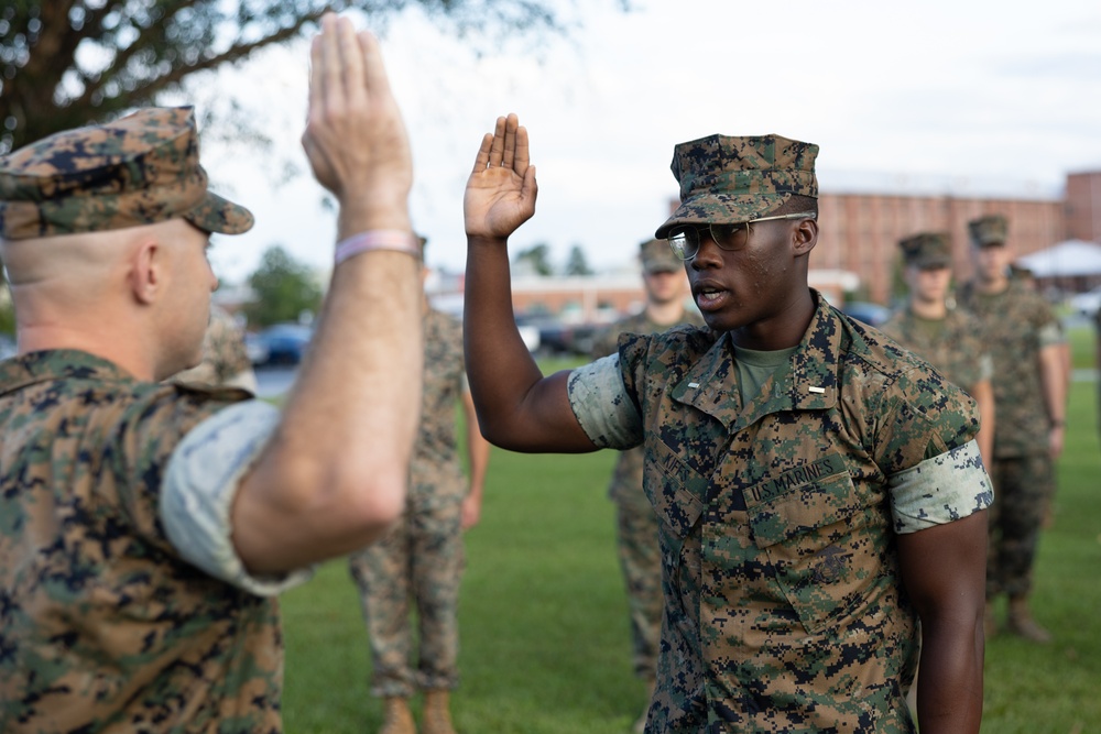 U.S. Marine Corps Lance Cpl. Robert Kiffs promoted to corporal and second lieutenant