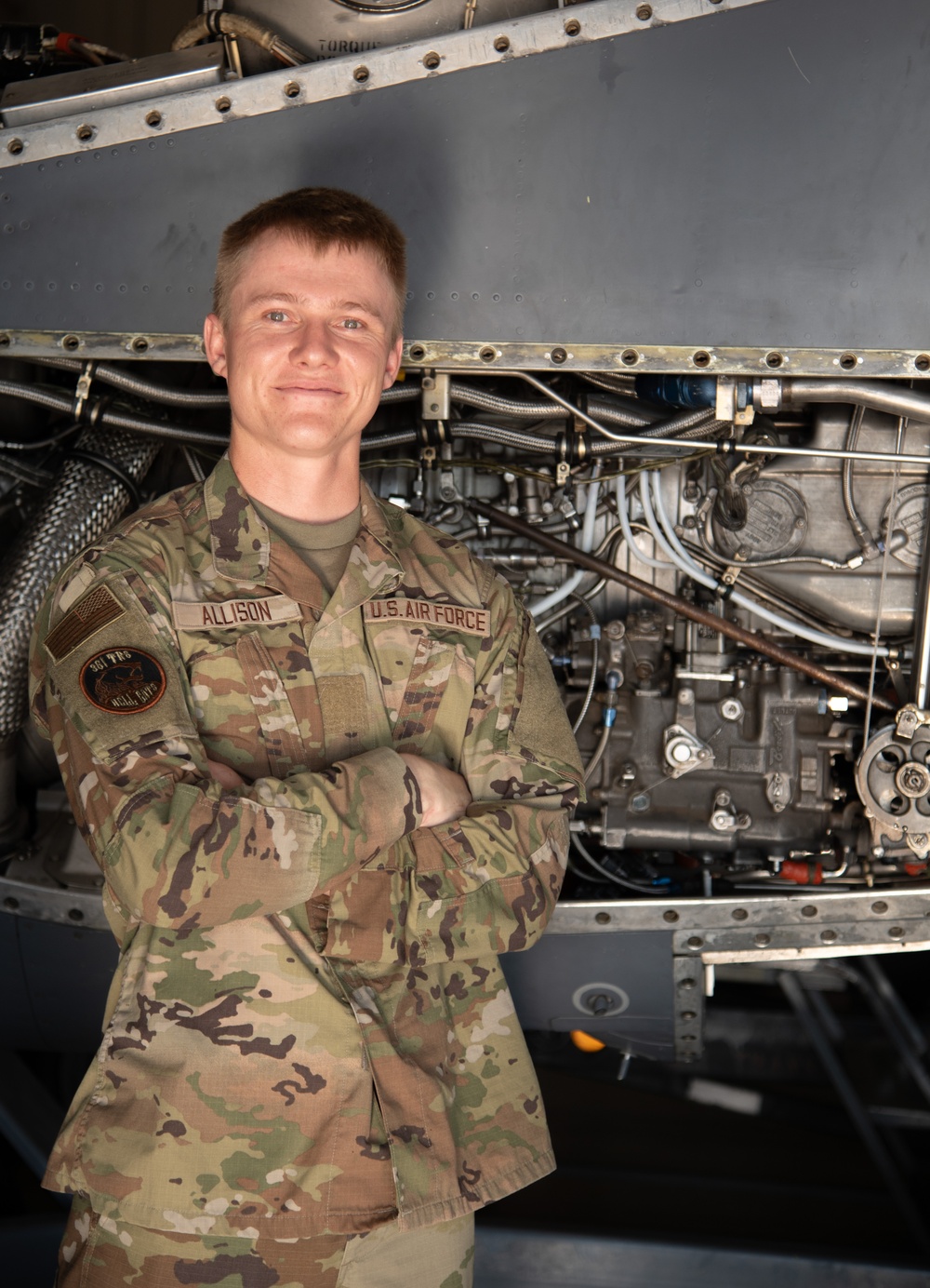 Airman Allison receives the ACE Award in the 361st TRS aerospace propulsion schoolhouse