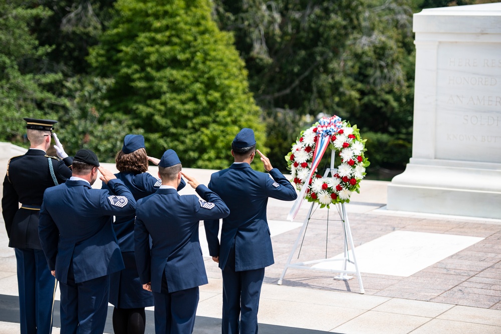 Air National Guard Outstanding Airmen of the Year Honorees Participate in a Public Wreath-Laying Ceremony