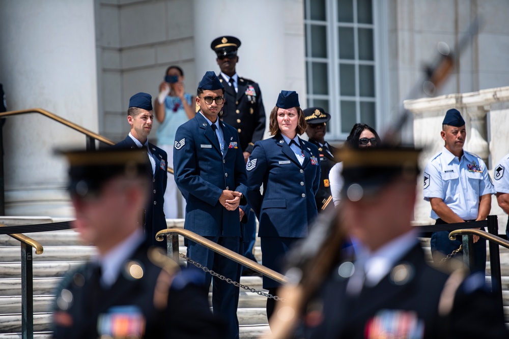 Air National Guard Outstanding Airmen of the Year Honorees Participate in a Public Wreath-Laying Ceremony