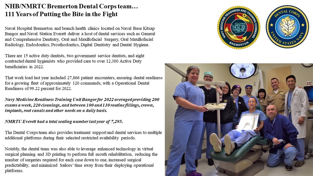 Spotlight on 111 Years of Putting the Bite in the Fight NHB/NMRTC Bremerton Dental Corps team…