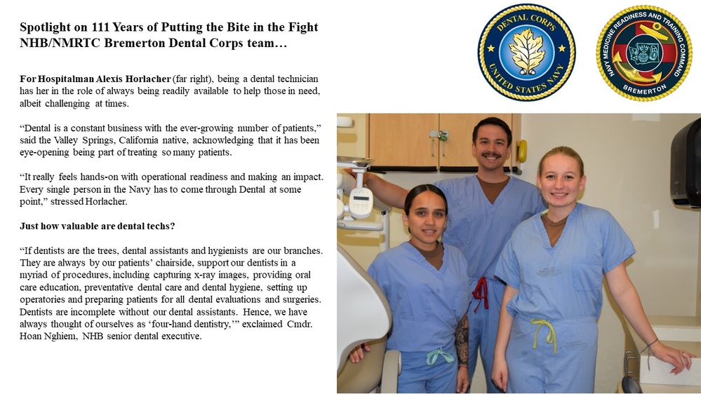 Spotlight on 111 Years of Putting the Bite in the Fight NHB/NMRTC Bremerton Dental Corps team…