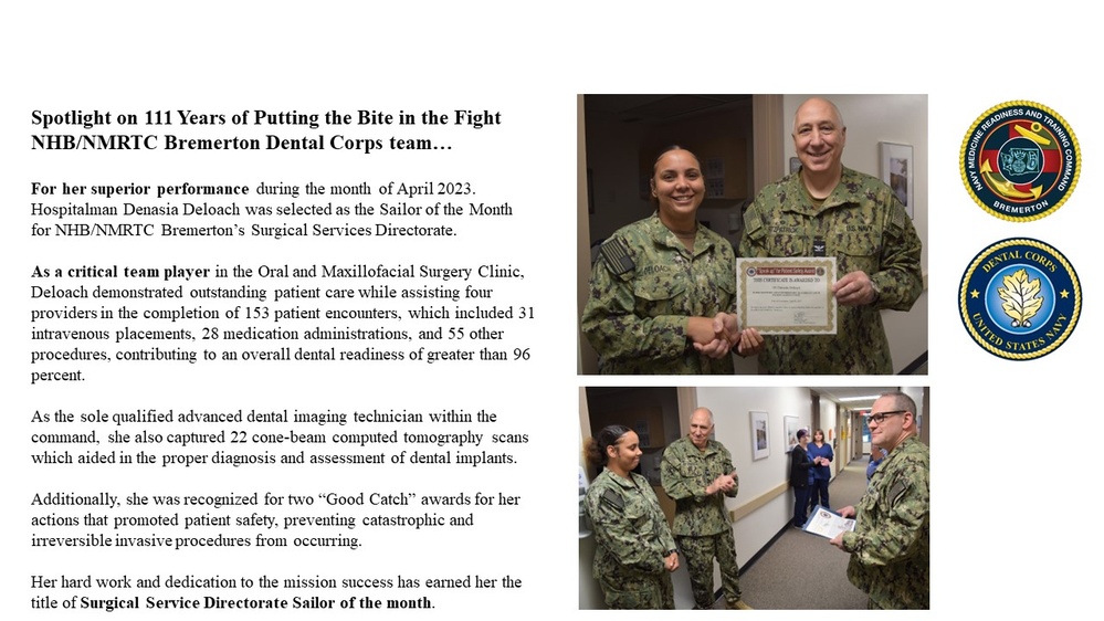 Spotlight on 111 Years of Putting the Bite in the Fight NHB/NMRTC Bremerton Dental Corps team…