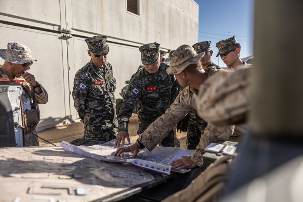 Republic of Korea Marine Corps leadership visits the Marine Corps Air-Ground Combat Center during SLTE 5-23