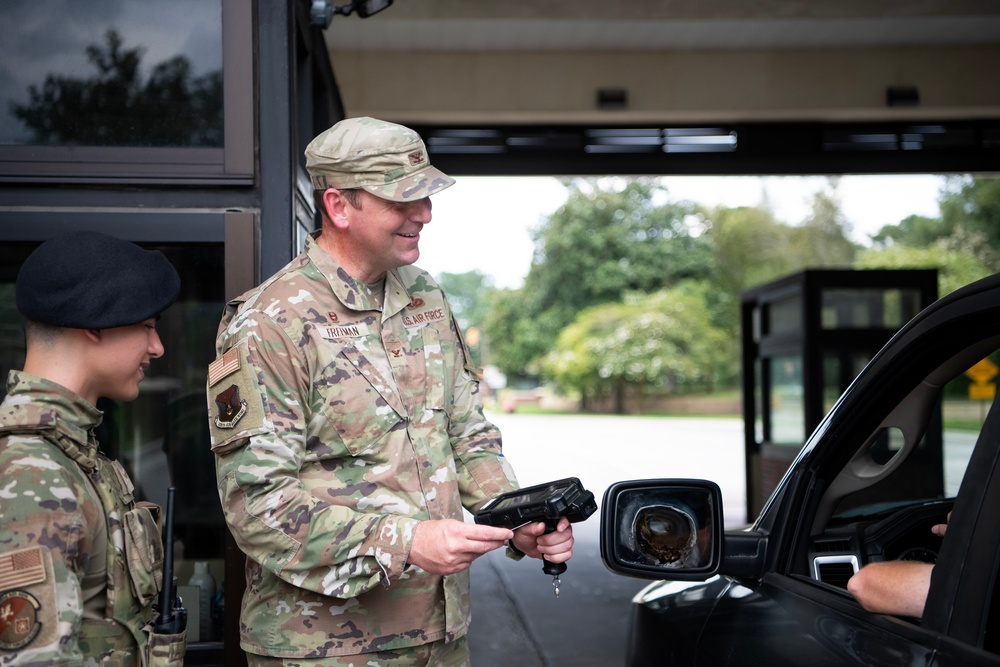 Joint Base Charleston Leadership connects with 628th Security Forces at the front gate.