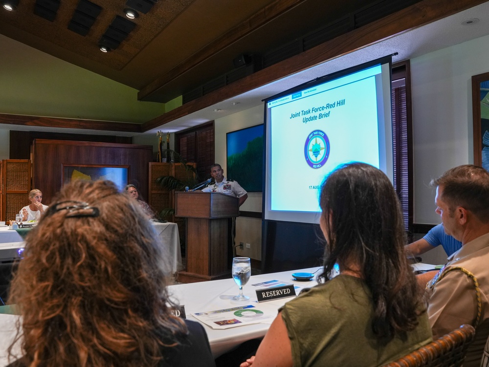 JTF-RH Strategic Engagement Director, U.S. Army Brig. Gen. Lance Okamura, speaks at Hawaii Chamber of Commerce and Military Affairs Council