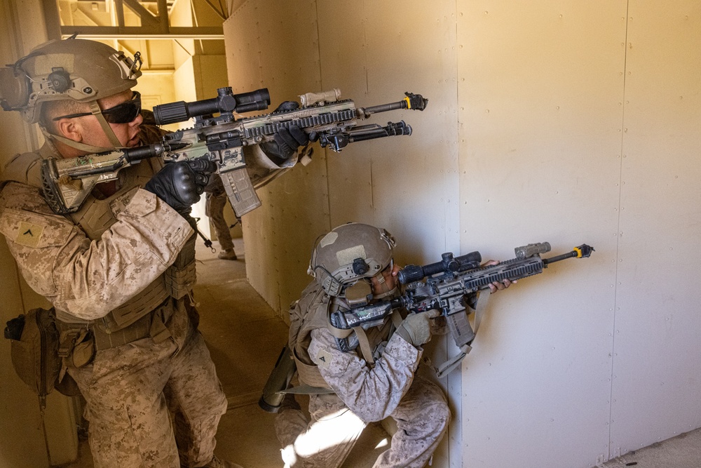 Marines with 3/7 conduct squad based urban attacks during AFX 5-23