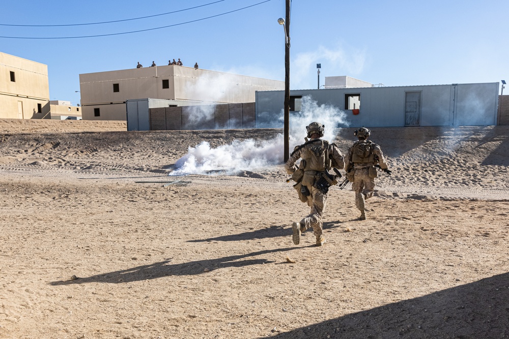 Marines with 3/7, 3rd AAB conduct platoon based urban attacks during AFX 5-23