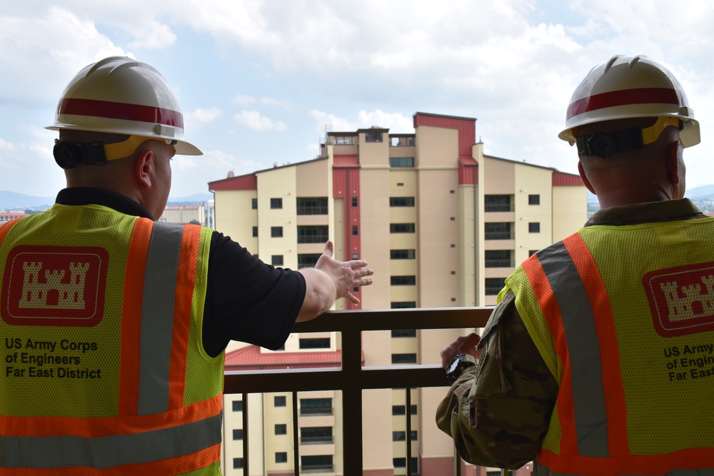 Army engineers construct three new family housing towers on Camp Humphreys in South Korea