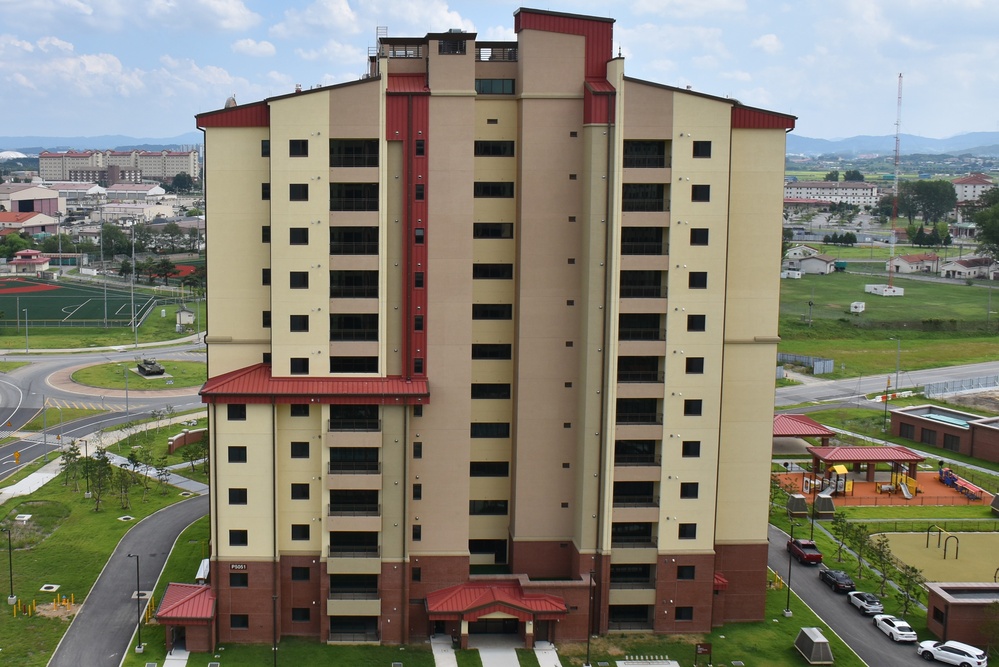 Army engineers construct three new family housing towers on Camp Humphreys in South Korea