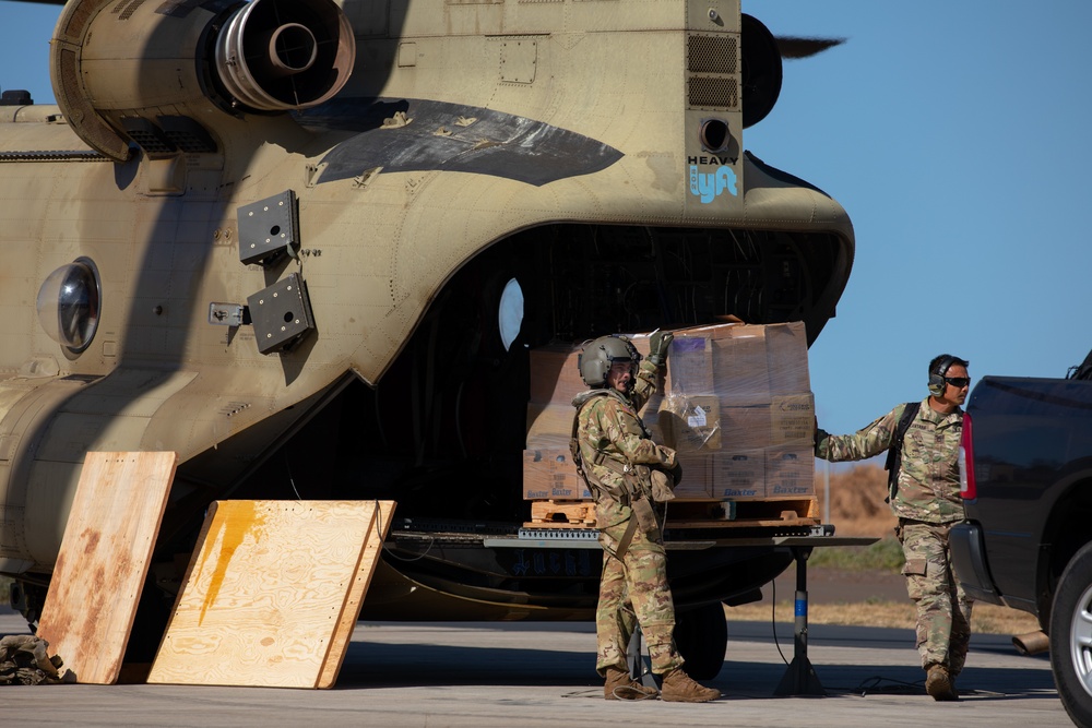 JTF-50 distributes medical supplies, and refueling aid to supply generators for responders assisting with relief efforts in Maui