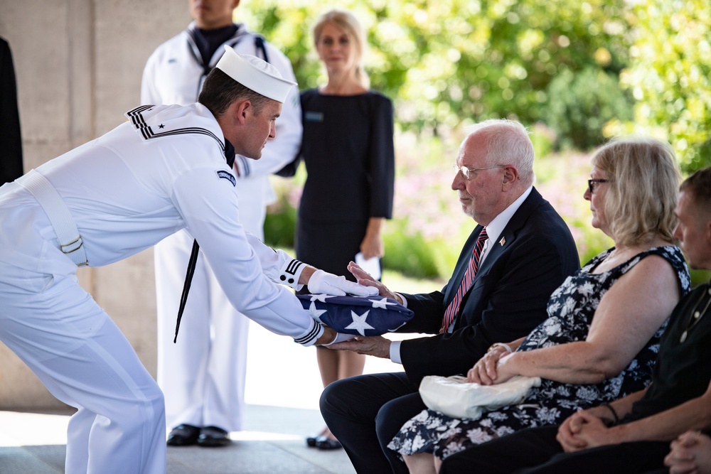 Military Funeral Honors Are Conducted for U.S. Navy Hospital Corpsman Petty Officer 3rd Class Ernest August Barchers, Jr. in Columbarium Court 11