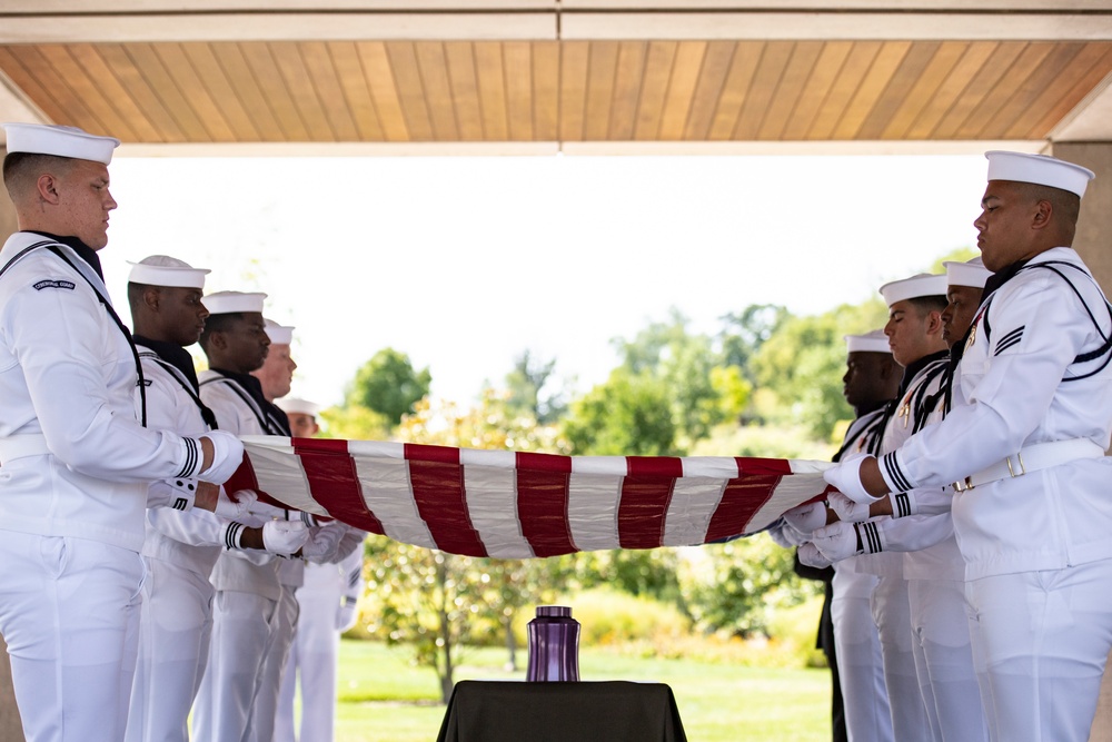 Military Funeral Honors Are Conducted for U.S. Navy Hospital Corpsman Petty Officer 3rd Class Ernest August Barchers, Jr. in Columbarium Court 11