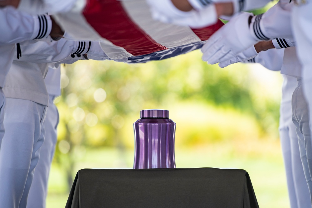 Military Funeral Honors Are Conducted for U.S. Navy Hospital Corpsman Petty Officer 3rd Class Ernest August Barchers, Jr. in Columbarium Court 11