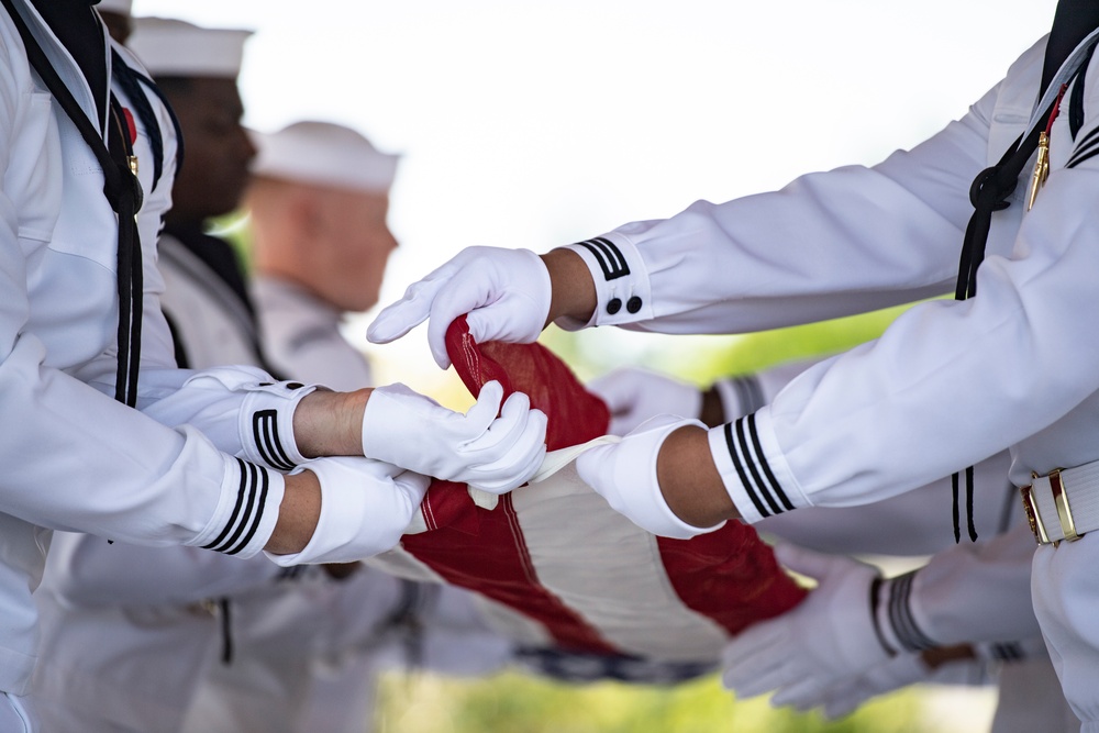 Military Funeral Honors Are Conducted for U.S. Navy Hospital Corpsman Petty Officer 3rd Class Ernest August Barchers, Jr. in Columbarium Court 11