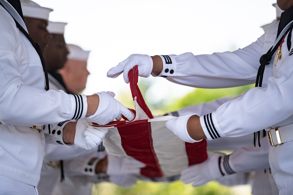 Military Funeral Honors Are Conducted for U.S. Navy Hospital Corpsman Petty Officer 3rd Class Ernest August Barchers, Jr. in Columbarium Court 11