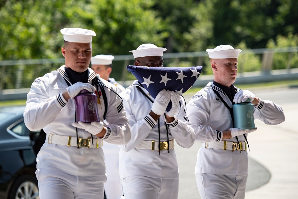 Military Funeral Honors Are Conducted for U.S. Navy Hospital Corpsman Petty Officer 3rd Class Ernest August Barchers, Jr. in Columbarium Court 11