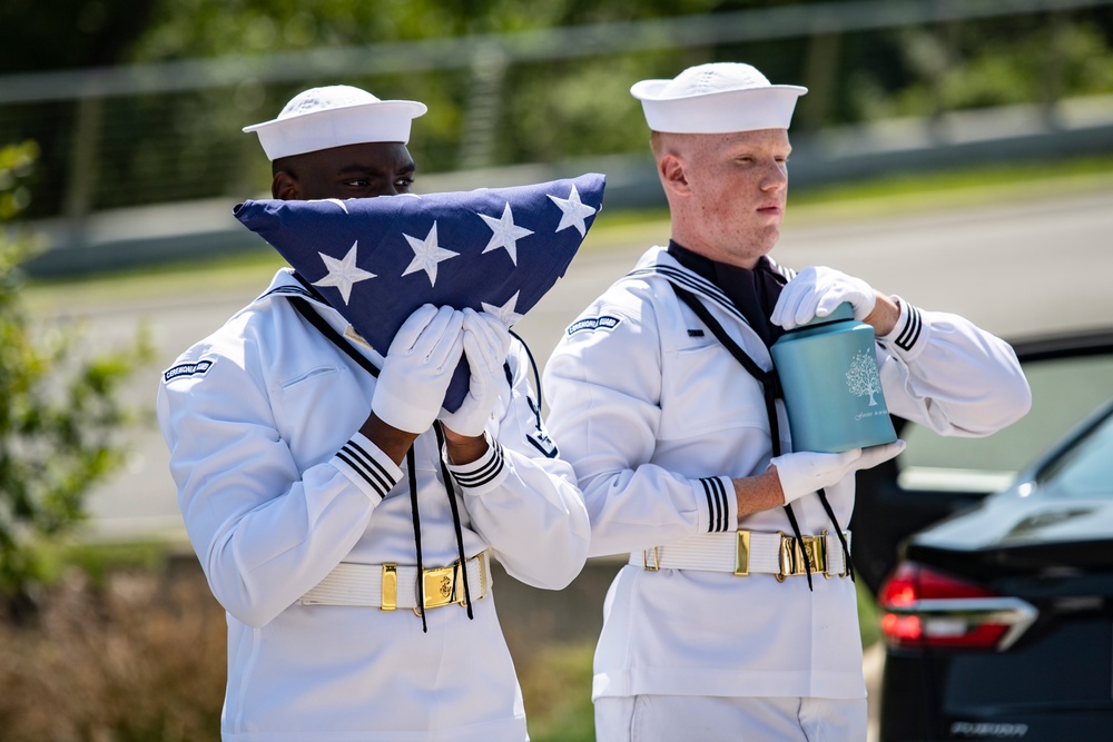 Military Funeral Honors Are Conducted for U.S. Navy Hospital Corpsman Petty Officer 3rd Class Ernest August Barchers, Jr. in Columbarium Court 11