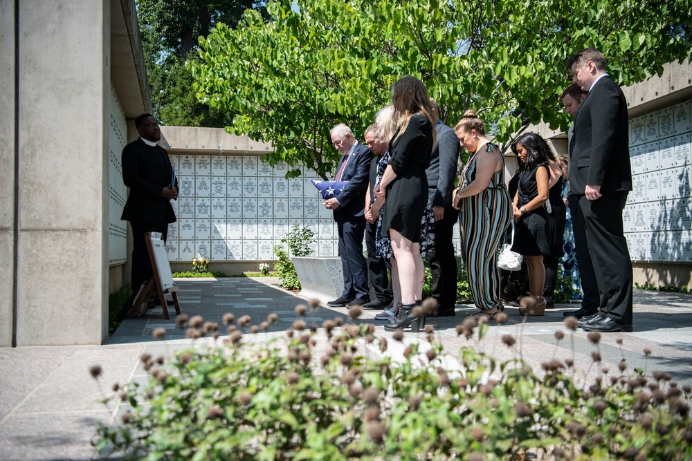 Military Funeral Honors Are Conducted for U.S. Navy Hospital Corpsman Petty Officer 3rd Class Ernest August Barchers, Jr. in Columbarium Court 11