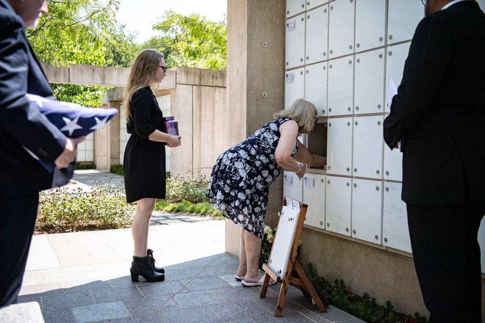 Military Funeral Honors Are Conducted for U.S. Navy Hospital Corpsman Petty Officer 3rd Class Ernest August Barchers, Jr. in Columbarium Court 11