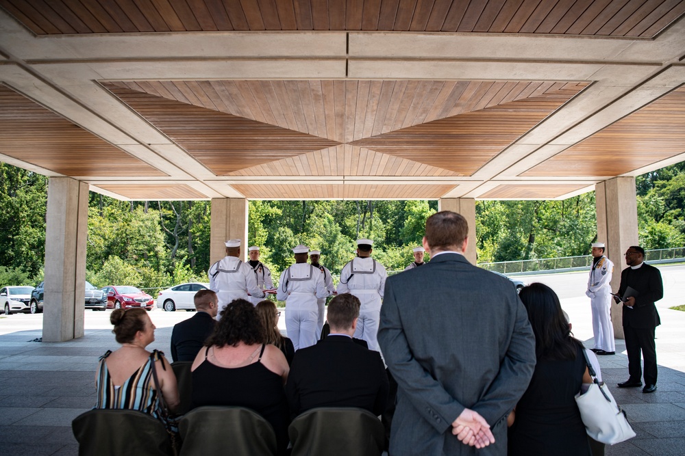 Military Funeral Honors Are Conducted for U.S. Navy Hospital Corpsman Petty Officer 3rd Class Ernest August Barchers, Jr. in Columbarium Court 11