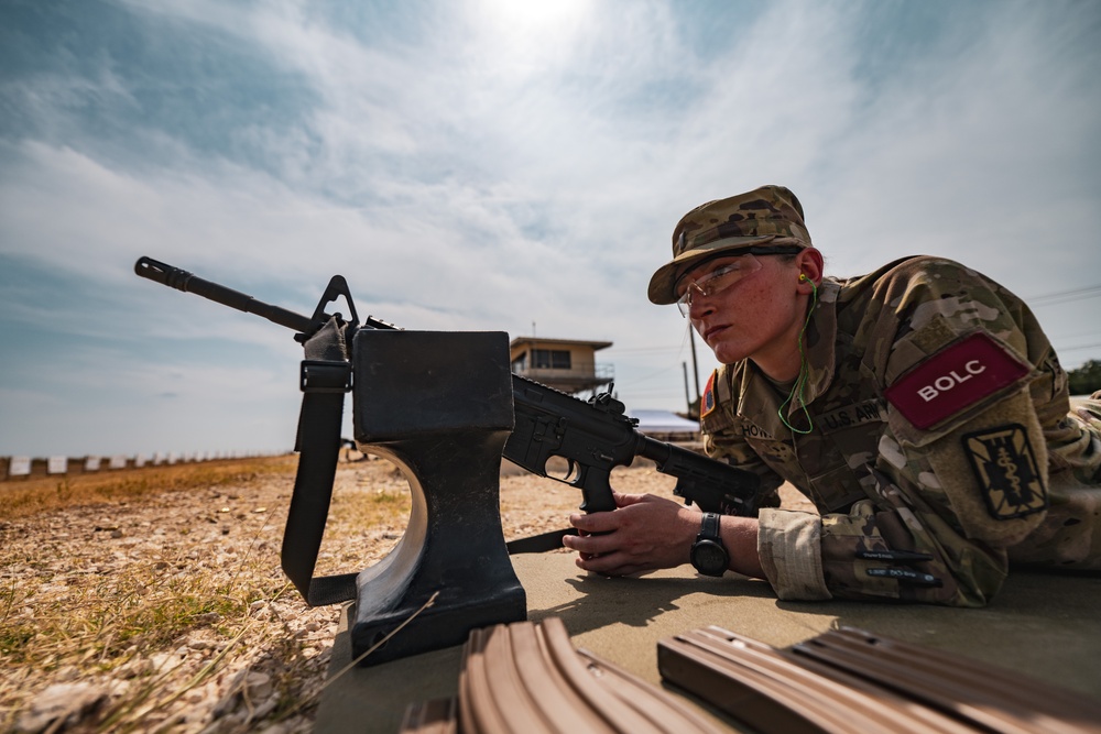 Basic Officer Leadership Course Soldiers fire at the range