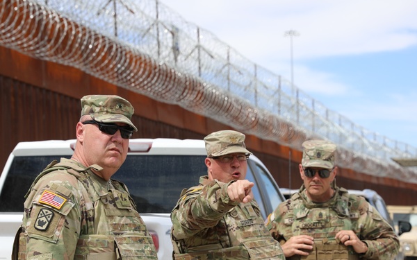 Major Sean Storrud briefs The Tennessee Adjutant General Brigadier General Warner A. Ross II and The Tennessee Senior Enlisted Advisor Command Sgt. Maj. James Dale Crocket.t