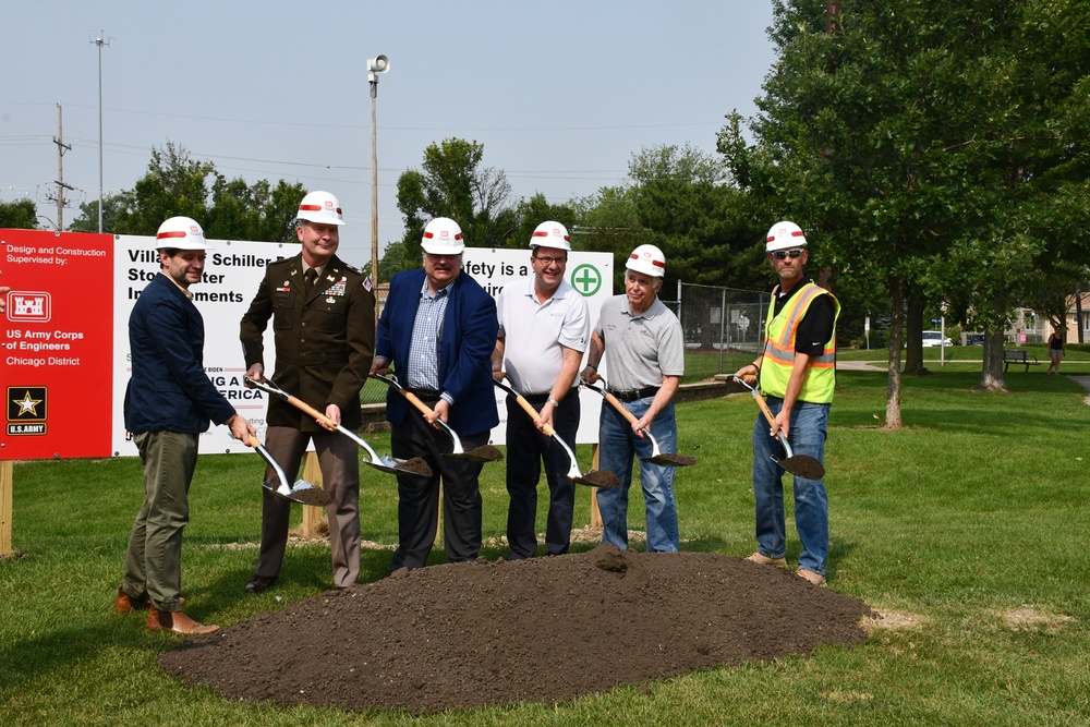 USACE and Village of Schiller Park celebrate the groundbreaking of the storm improvement project.