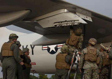 Large Scale Exercise 2023: U.S. Marines and Sailors operate a forward refueling point