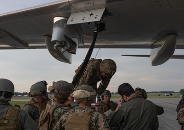 Large Scale Exercise 2023: U.S. Marines and Sailors operate a forward refueling point