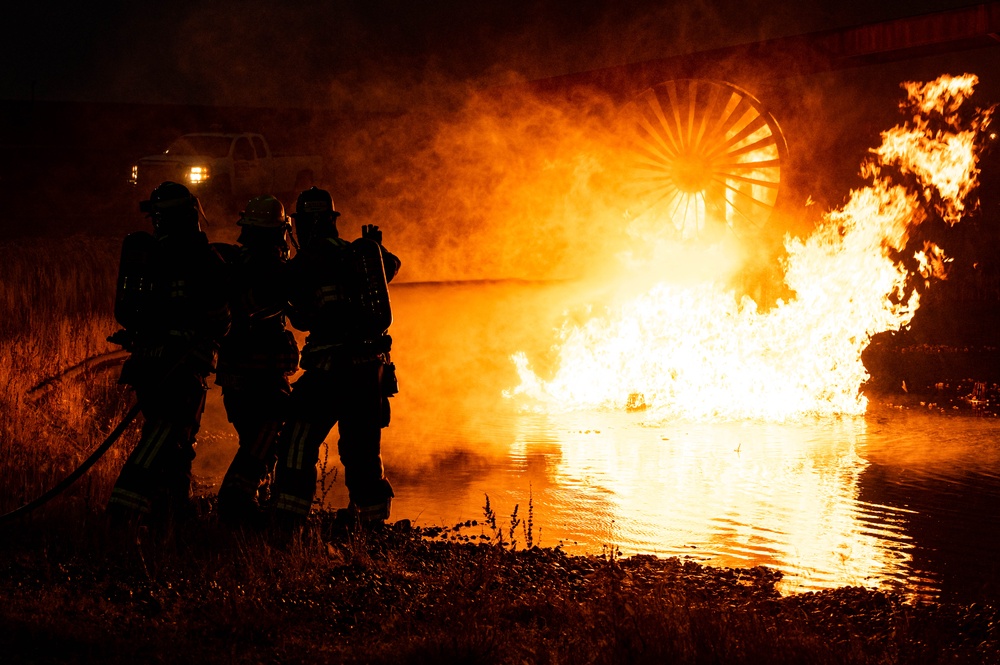 Team Minot live fire training with local Fire Department