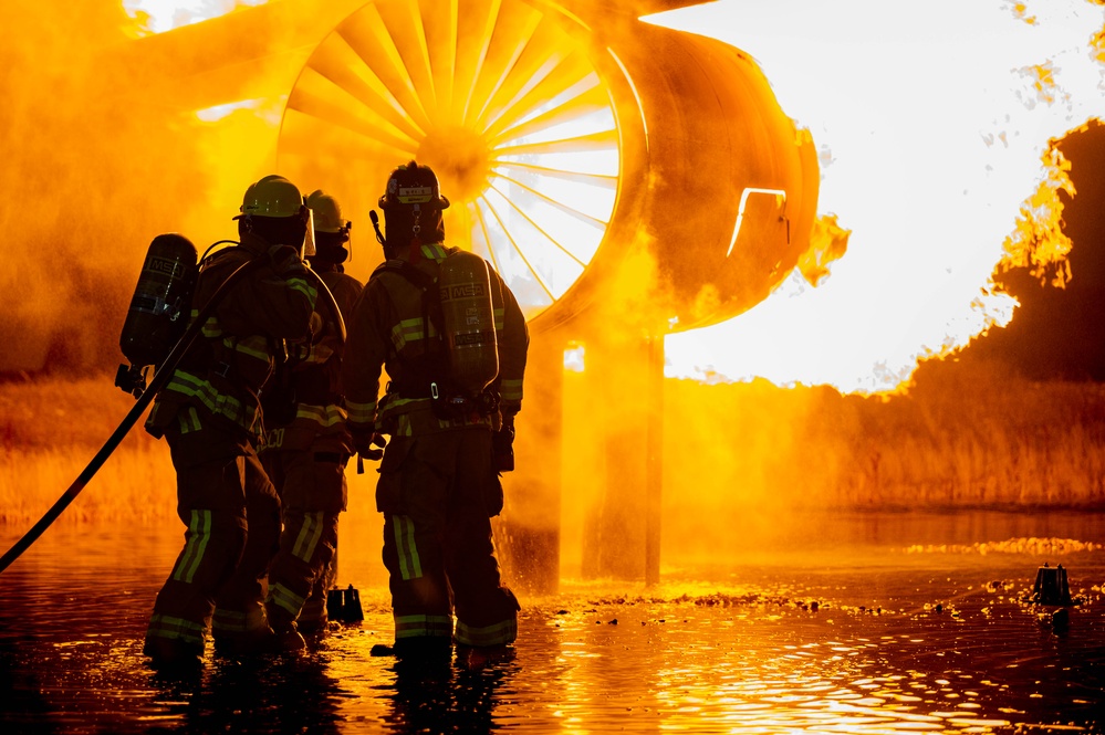 Team Minot live fire training with local Fire Department