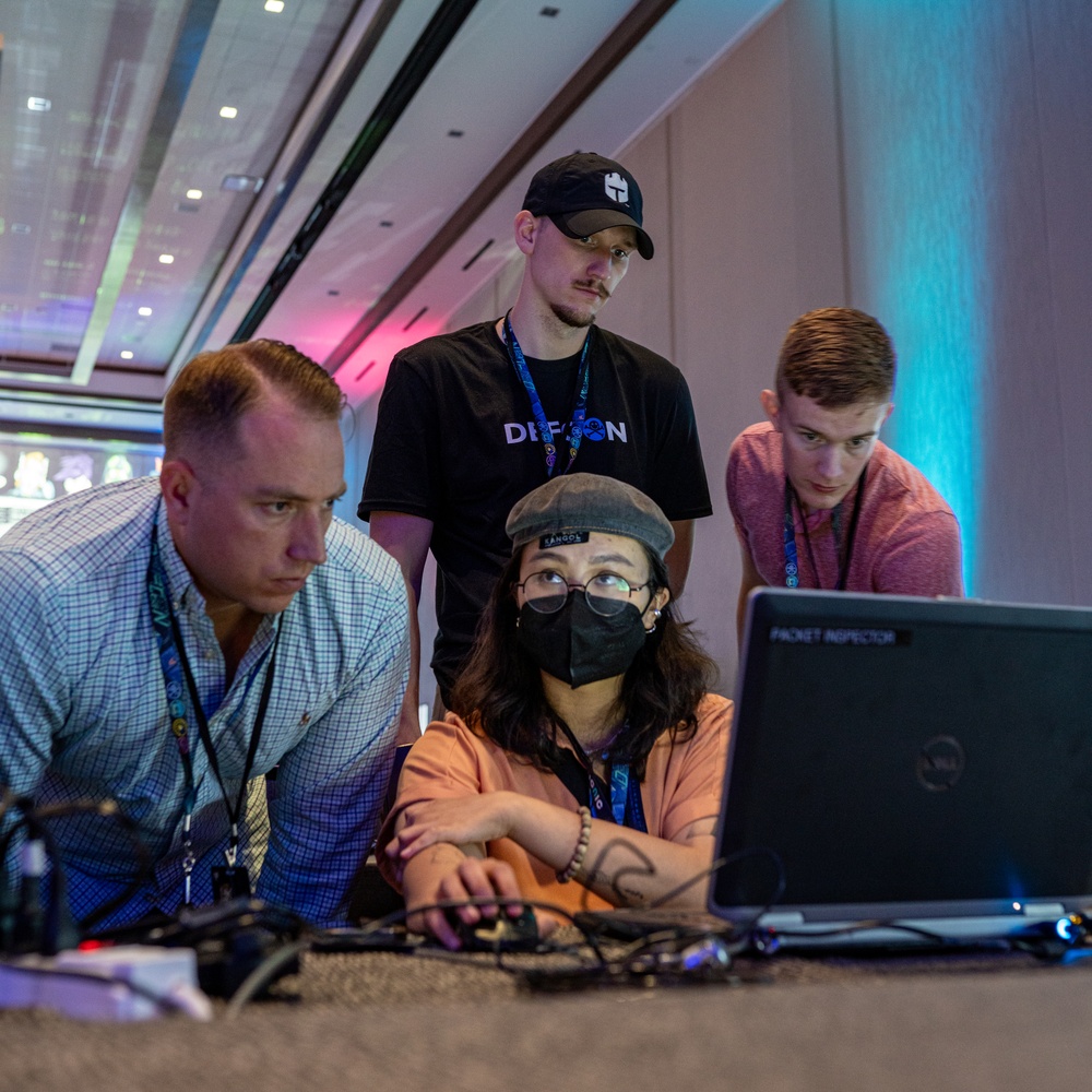 Marines with Force Headquarters Group attend DEF CON 31, an annual hacker convention in Las Vegas, Nevada
